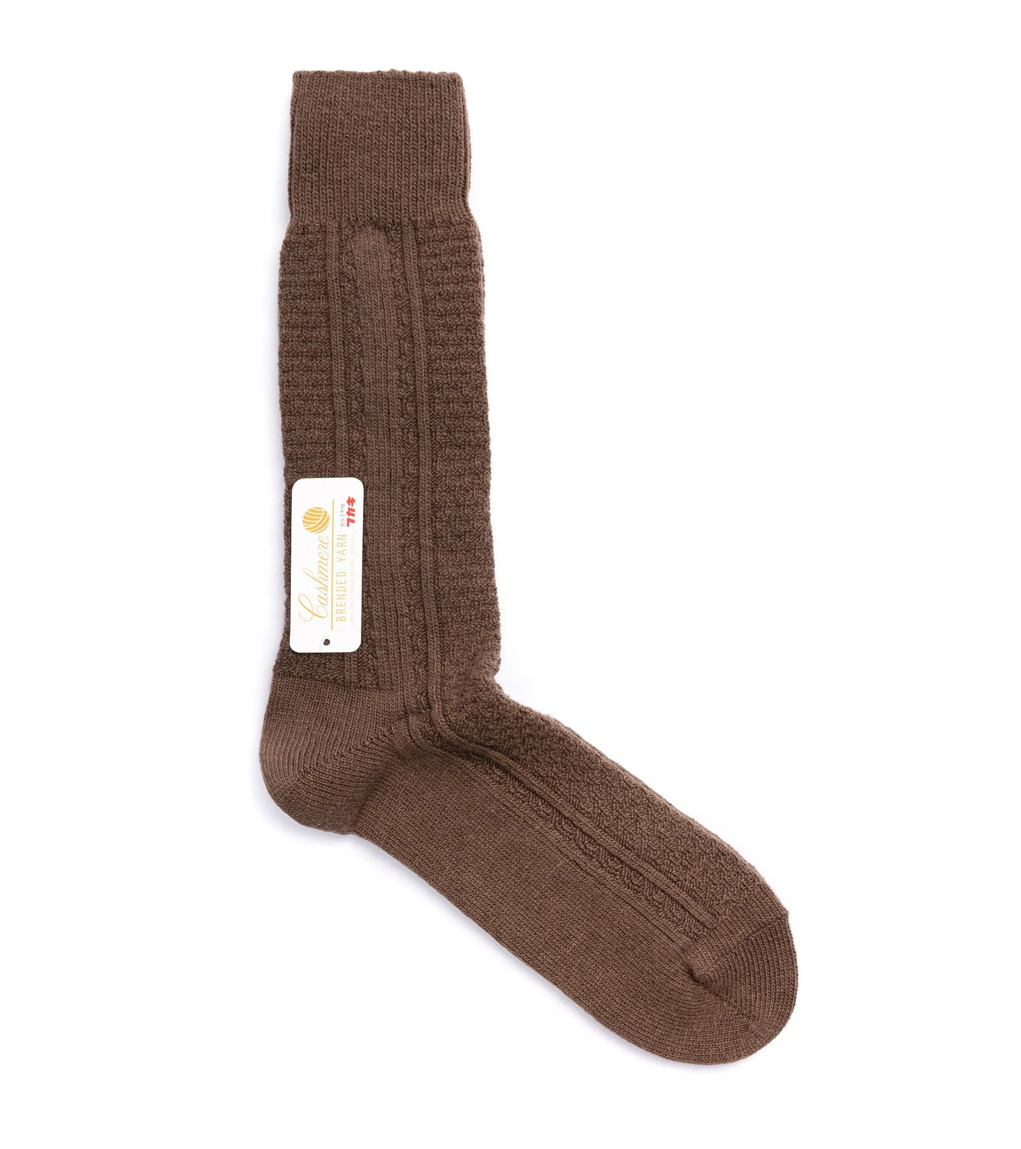 Anonymous Ism Wool Cashmere Links Crew Socks: Brown