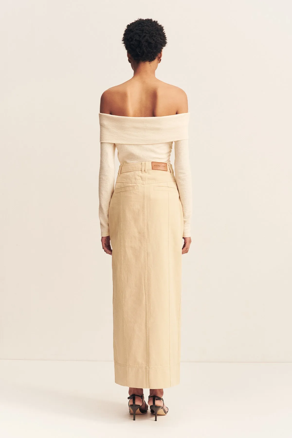 ARIANA FRONT SPLIT MAXI SKIRT - SAND