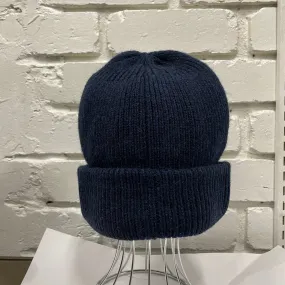 Avenel Fishermans Rib Double Knit Ragg Wool Beanie - Navy