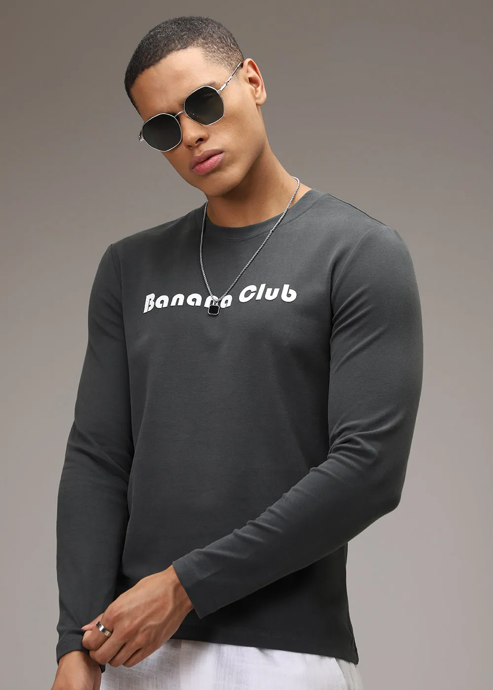 Banana Club Grey Regular Fit T-shirt