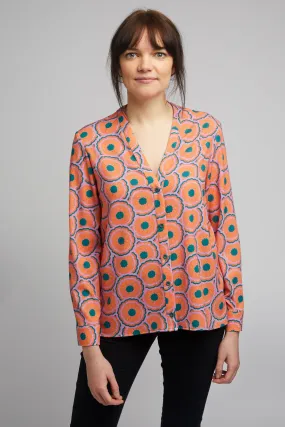 Band Collar Shirt in Zesty Print