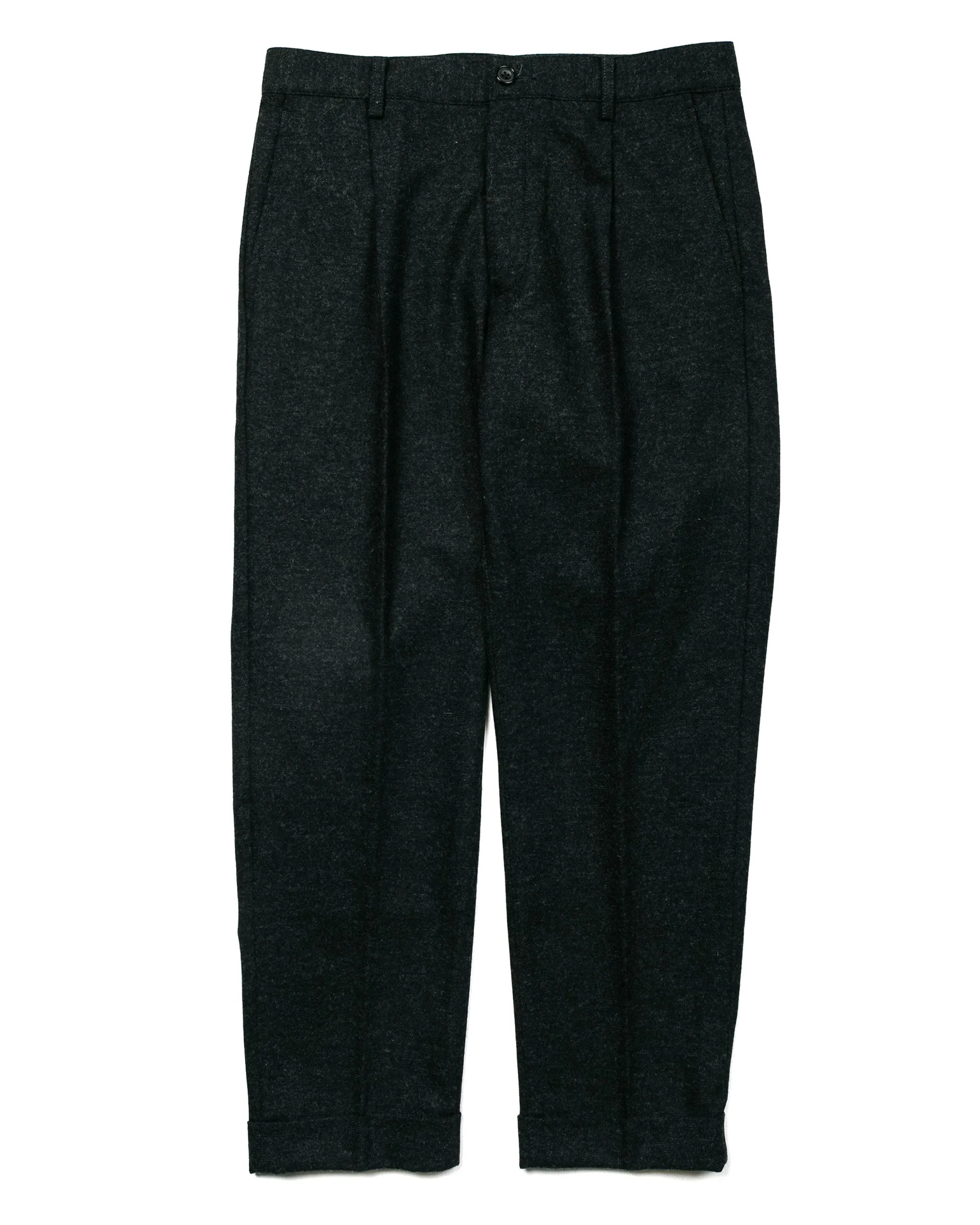 Beams Plus 1Pleat Wool Cashmere Charcoal Grey