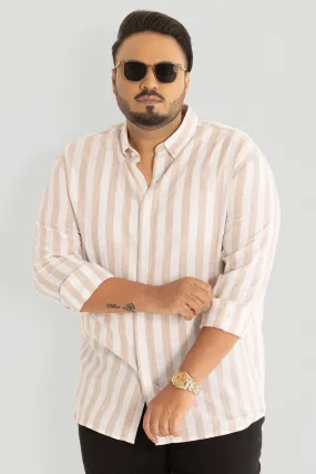 Beige Stripes Linen Blend Shirt