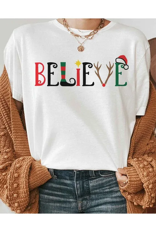 Believe Christmas T Shirt Plus Size