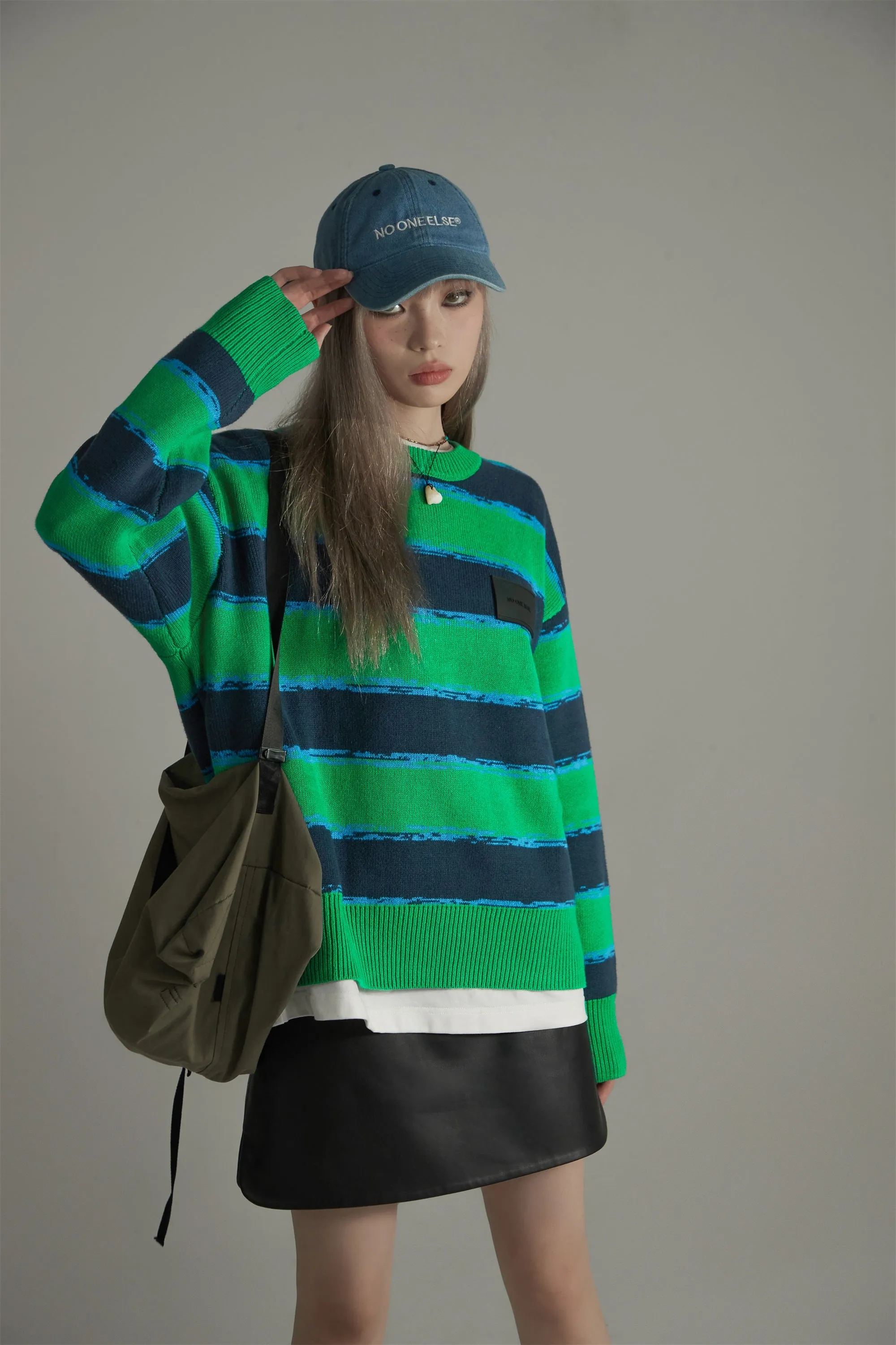 Big Stripes Long-Sleeves Knit Sweater