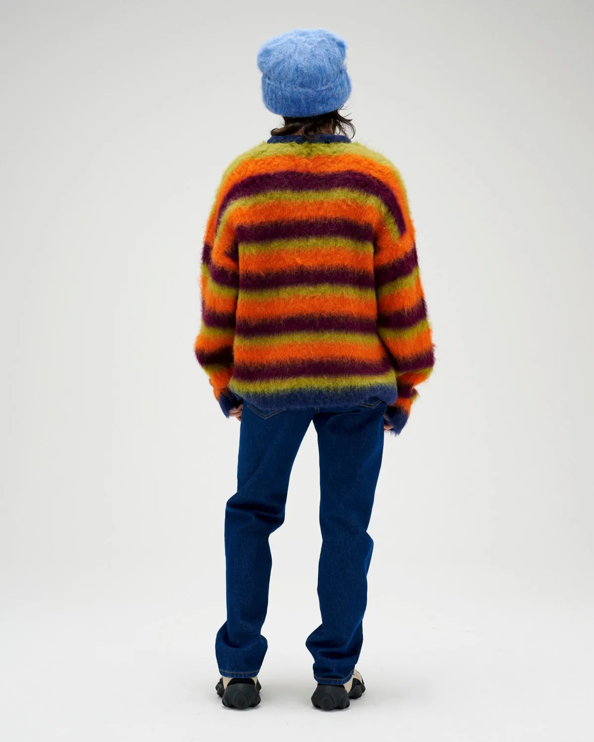 Blurry Lines Alpaca Crewneck Sweater - Orange Multi