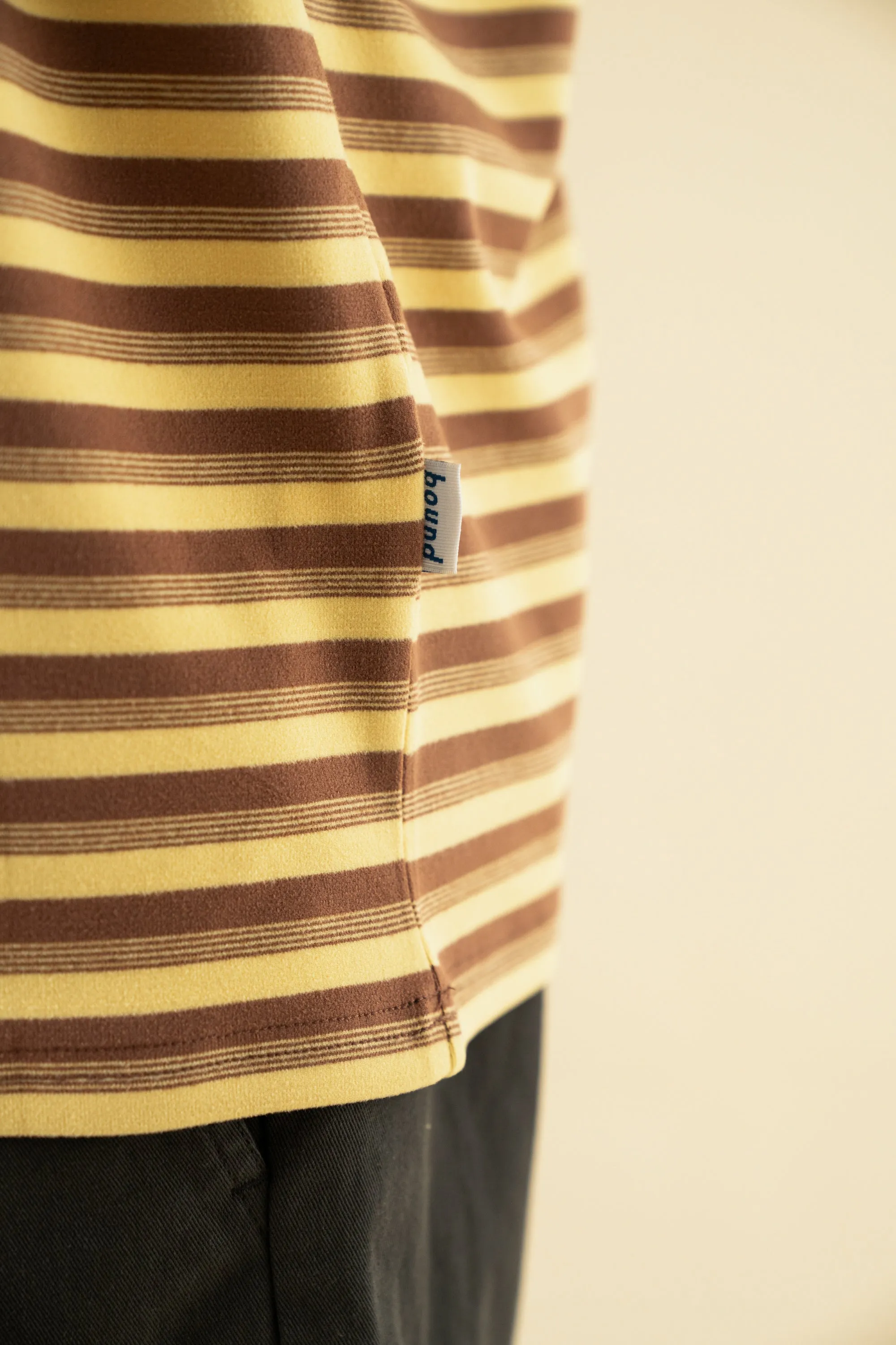 bound Peached Stripe Tee - Brown & Yellow