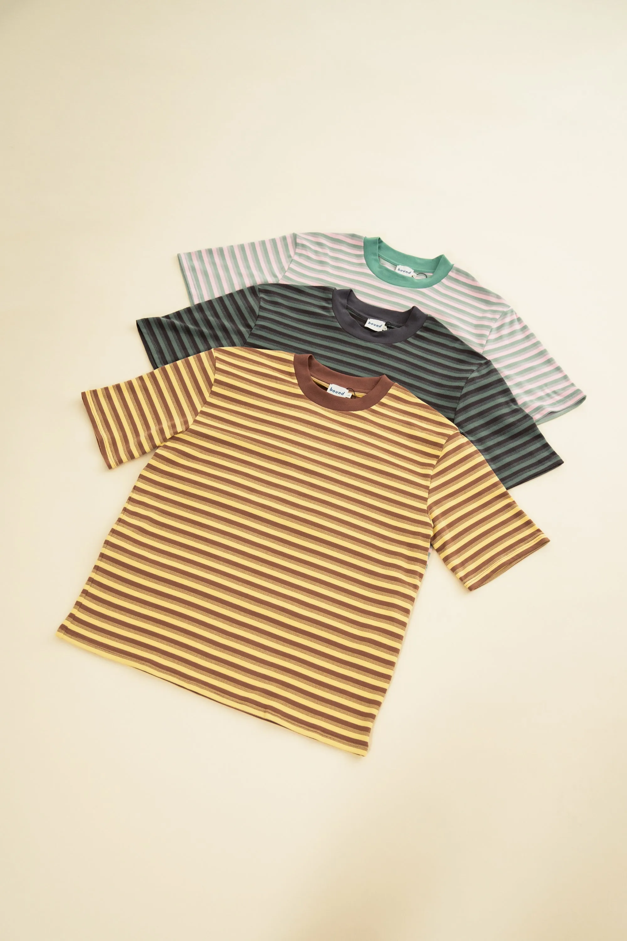 bound Peached Stripe Tee - Brown & Yellow