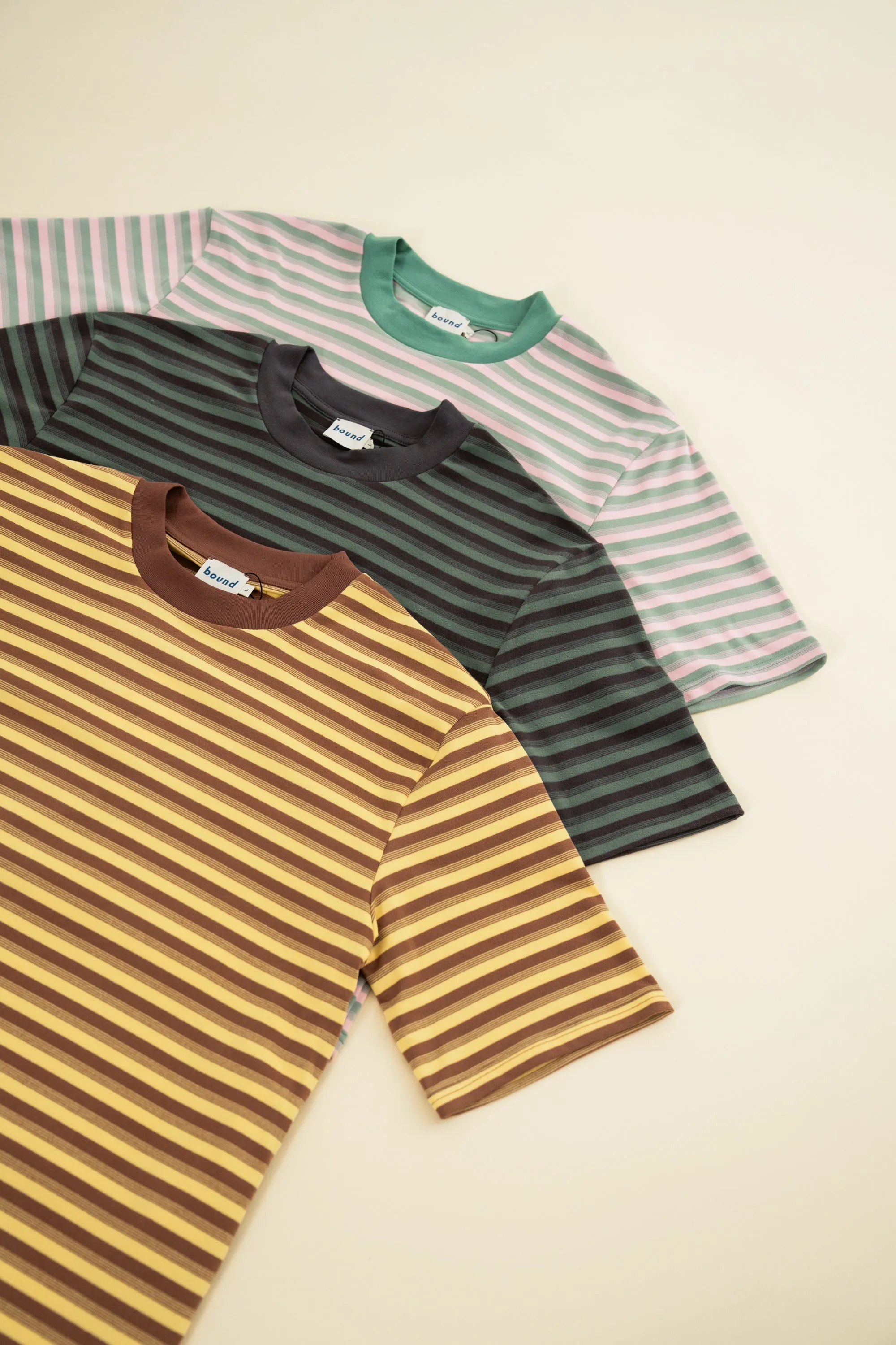 bound Peached Stripe Tee - Pink & Green