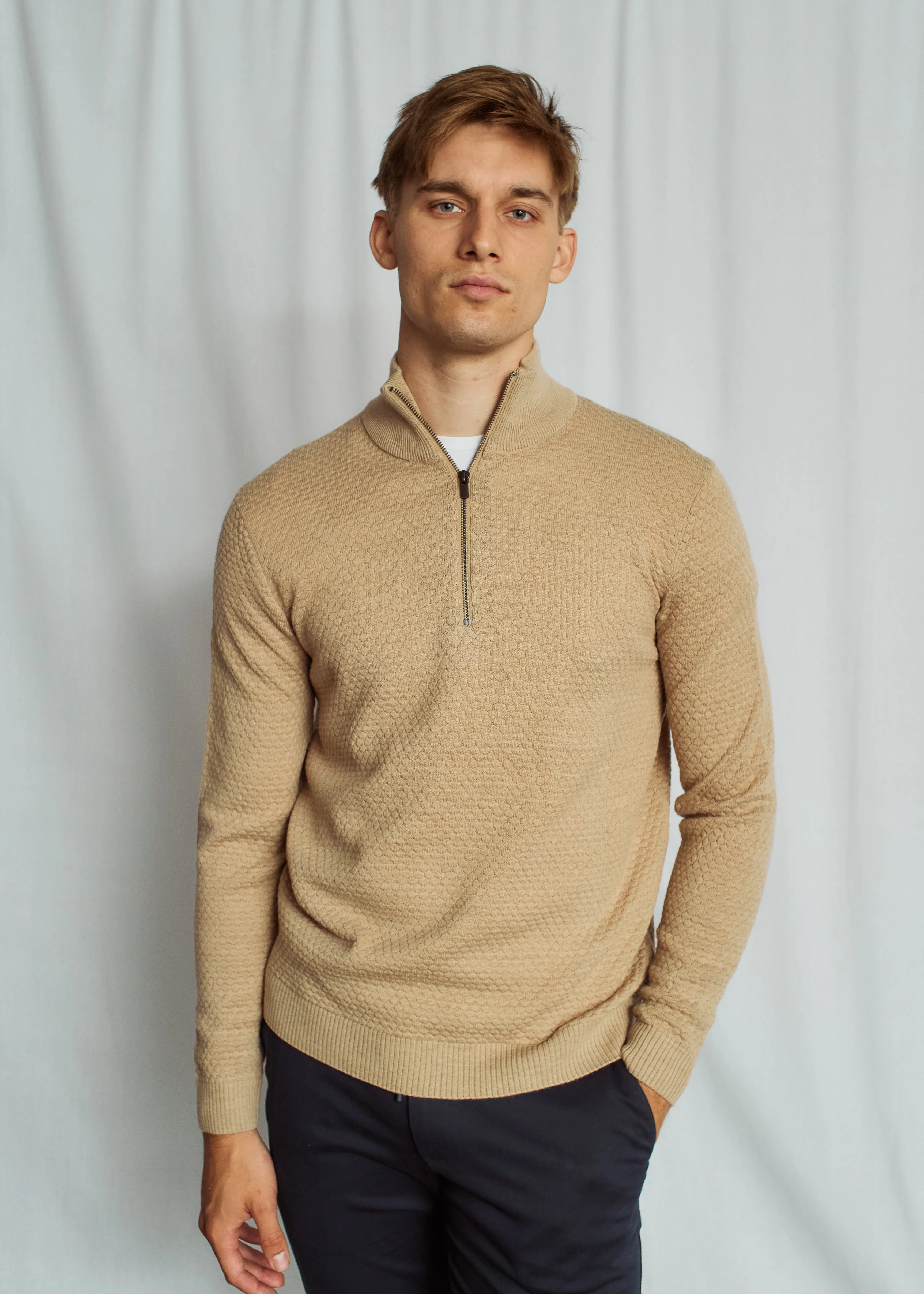 Bruun & Stengade Sweater 1/2 Zip | Sand