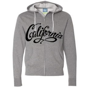 California Beach Script Black Print Zip-Up Hoodie