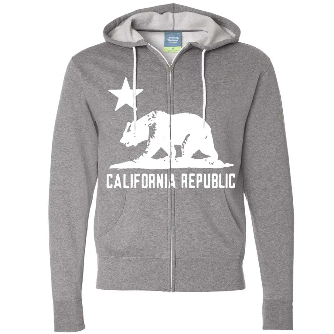 California Flag Oversize White Silhouette Zip-Up Hoodie