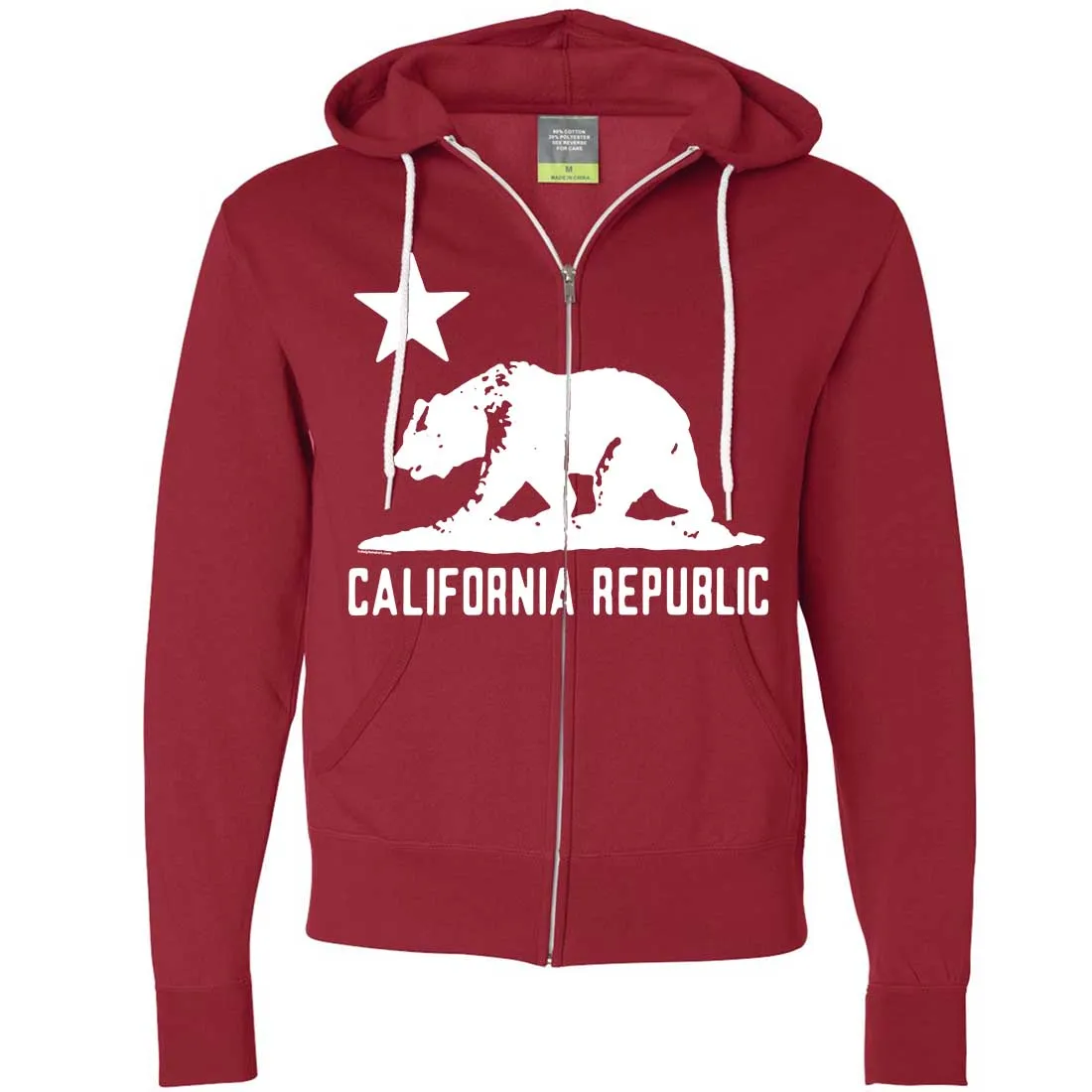 California Flag Oversize White Silhouette Zip-Up Hoodie