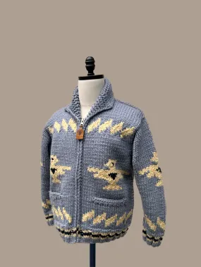 Canadian Knit Sweater - Light Blue/ Yellow