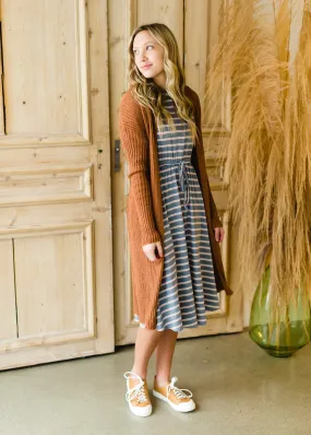 Caramel Ribbed Tie Waist Cardigan - FINAL SALE