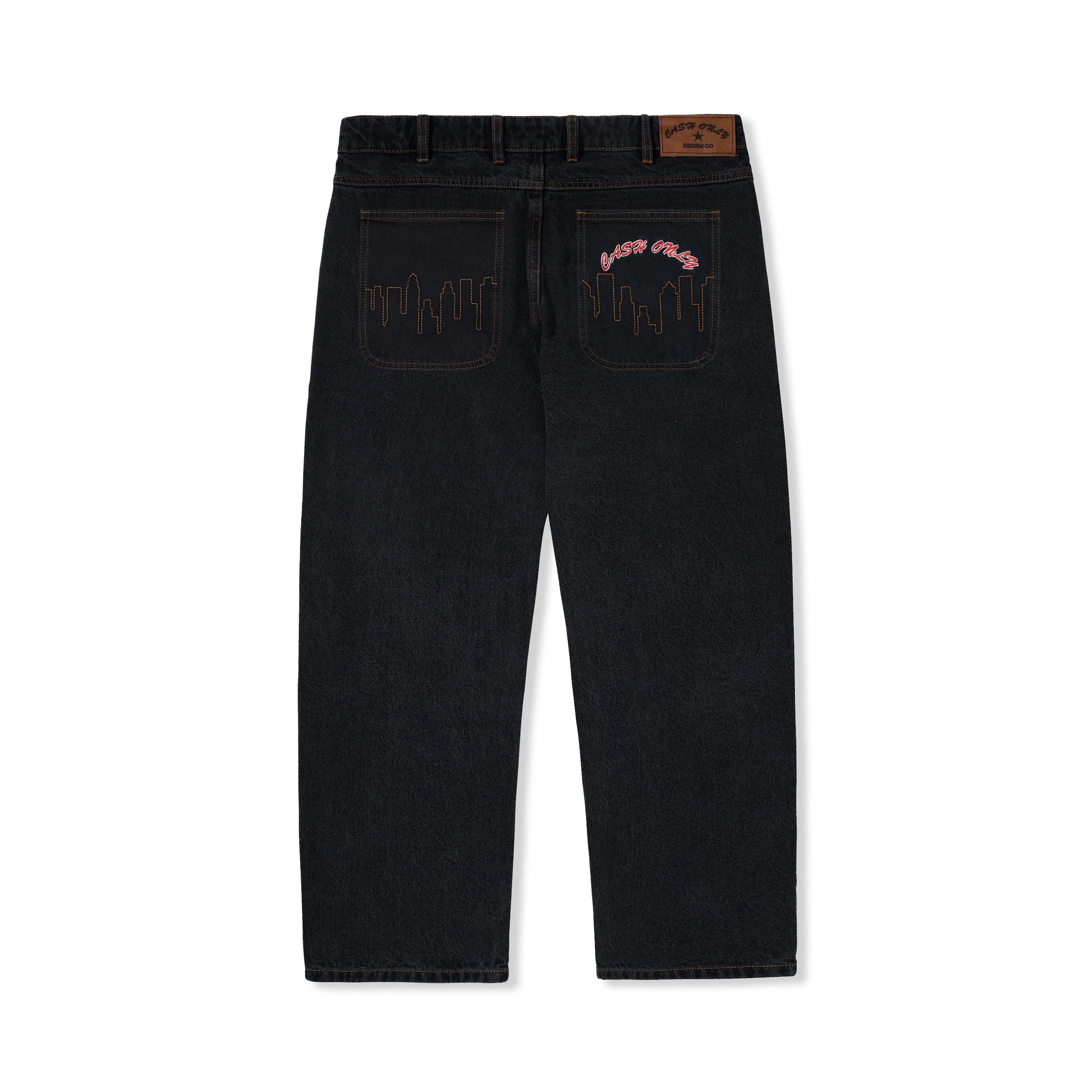 Cash Only Logo Baggy Jeans - Washed Black