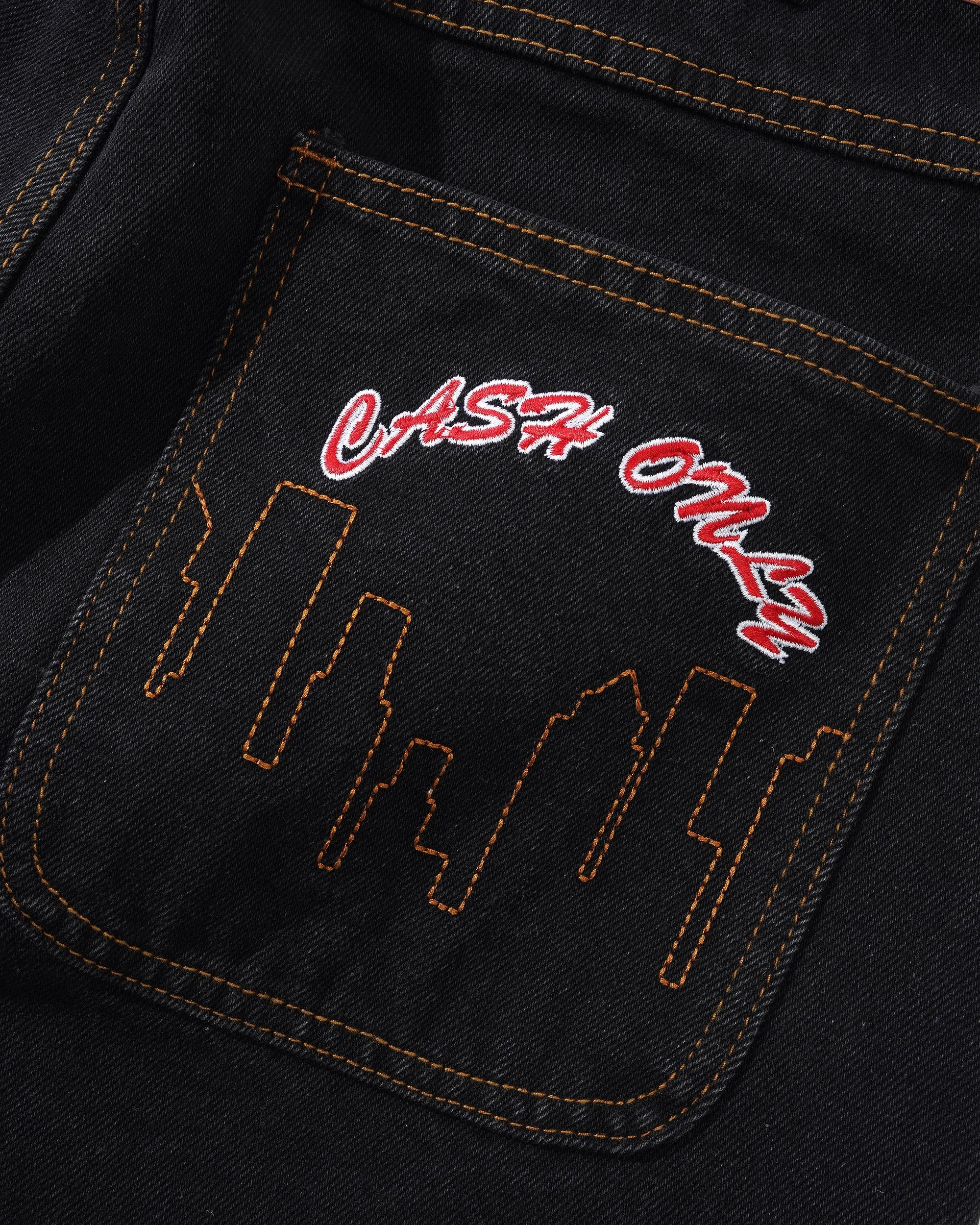 Cash Only Logo Baggy Jeans - Washed Black