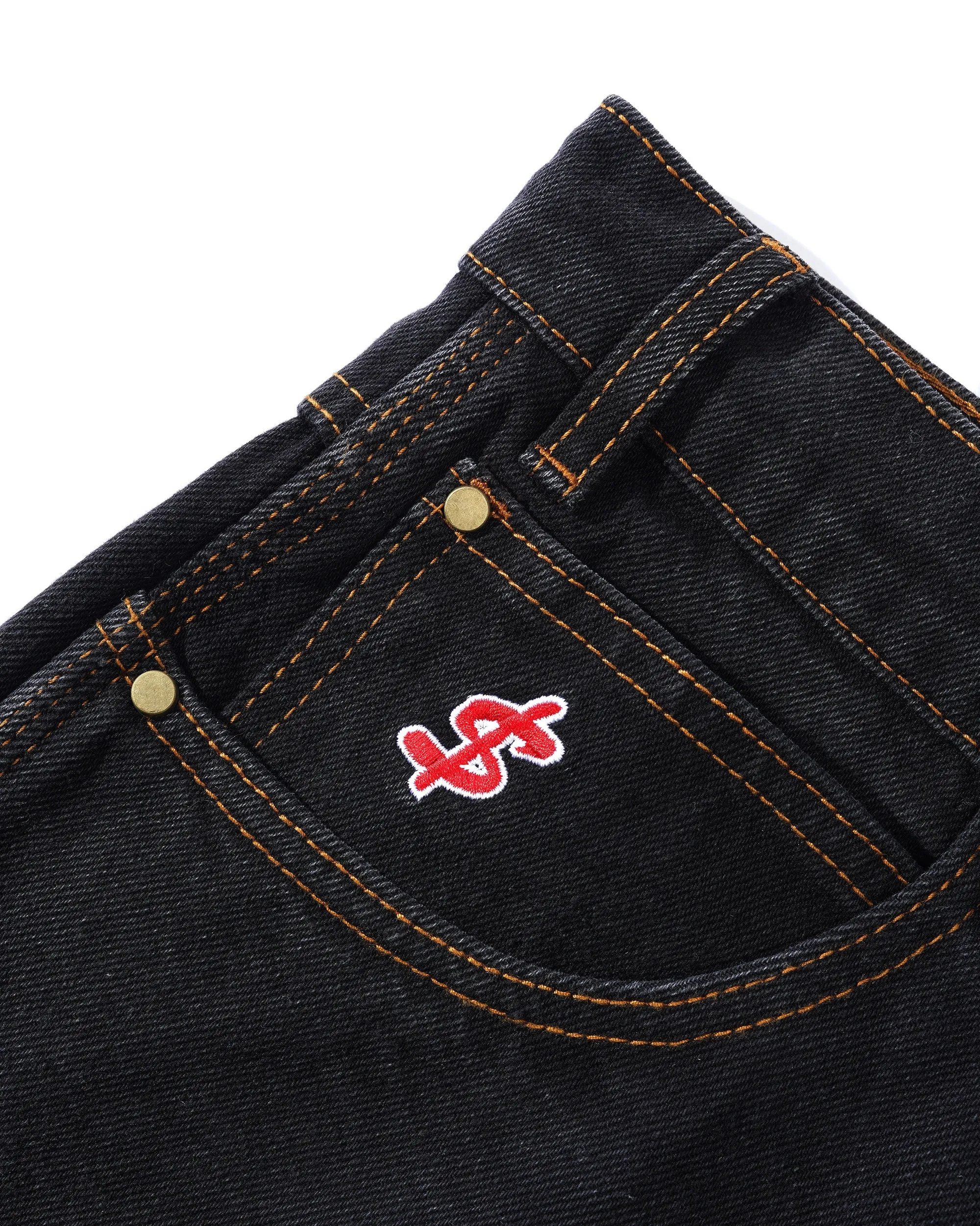 Cash Only Logo Baggy Jeans - Washed Black