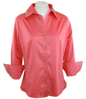 Christine Alexander - Coral Crystal Splash Blouse with Swarovski Crystal Accents