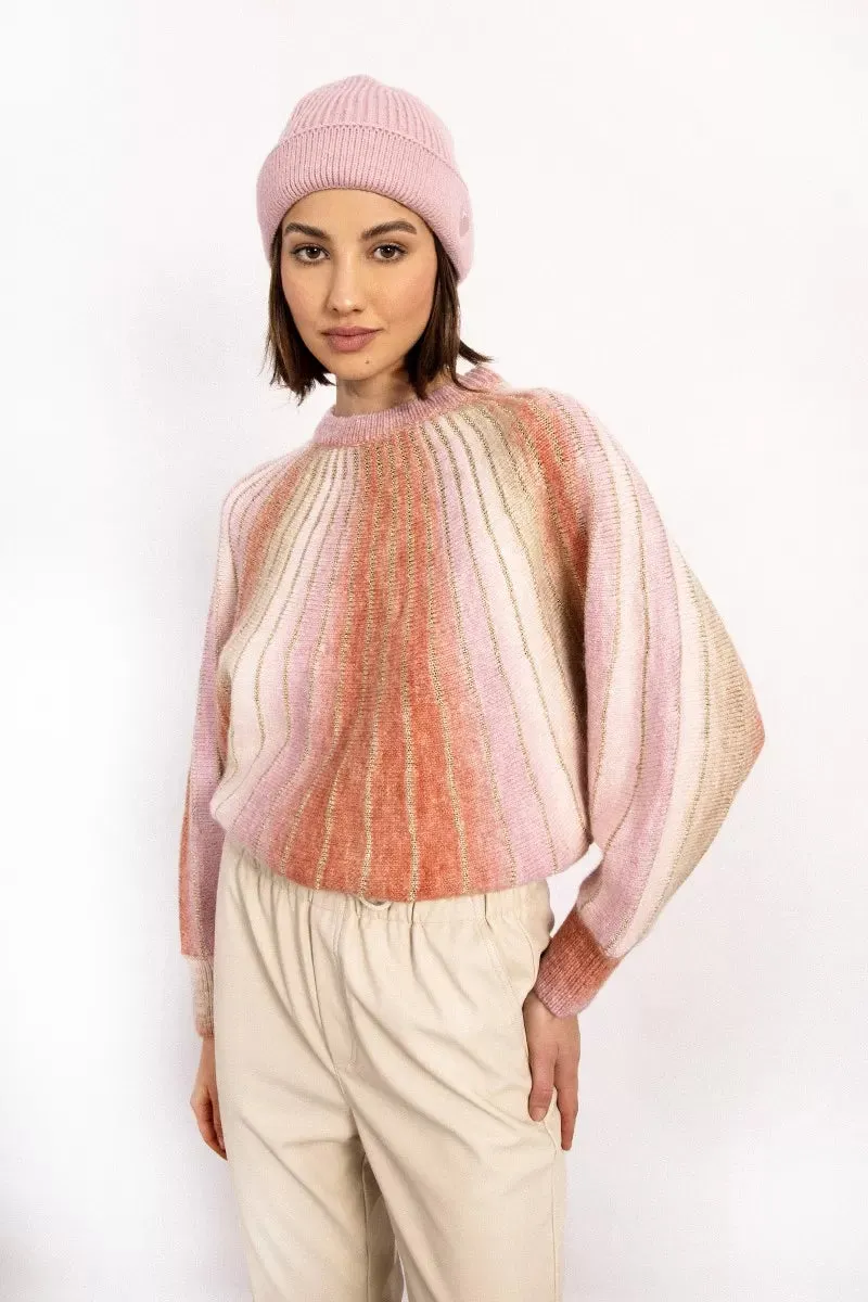 Coral and Pink Stripes with Gold Thread Sweater