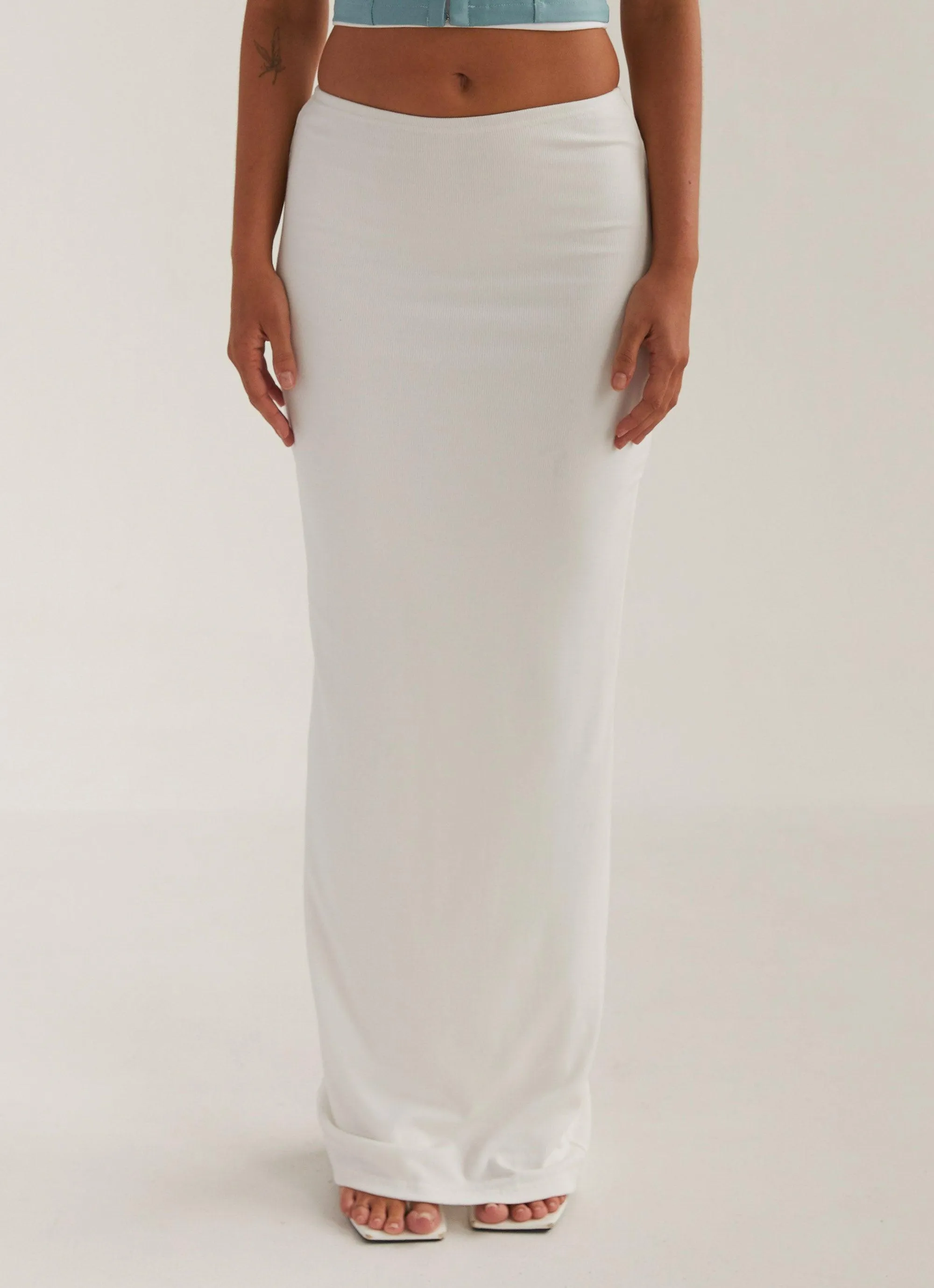 Creme de la Claye Rib Maxi Skirt - Porcelain