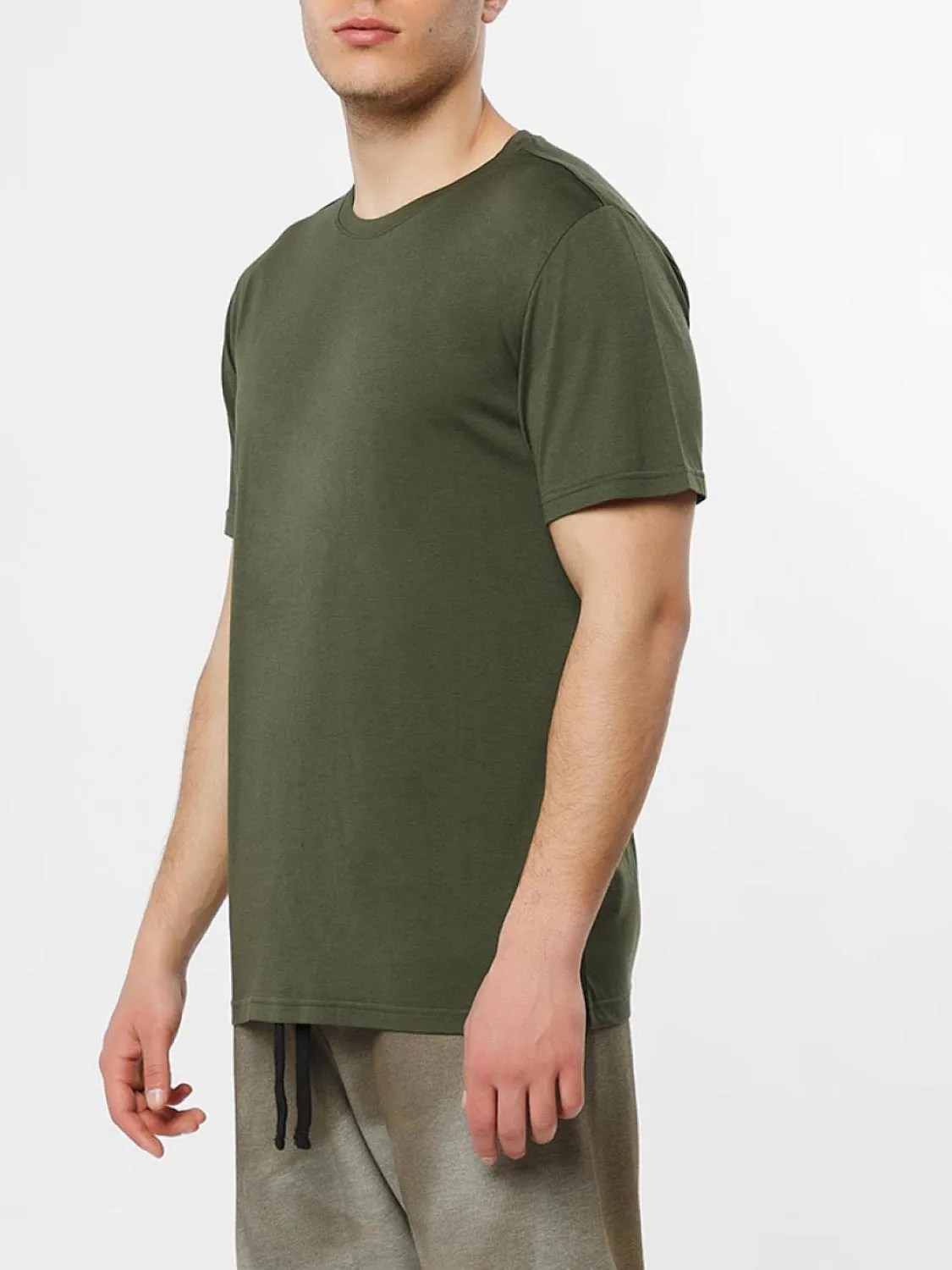 Crew Neck Regular Fit Organic Cotton T-shirt Khaki