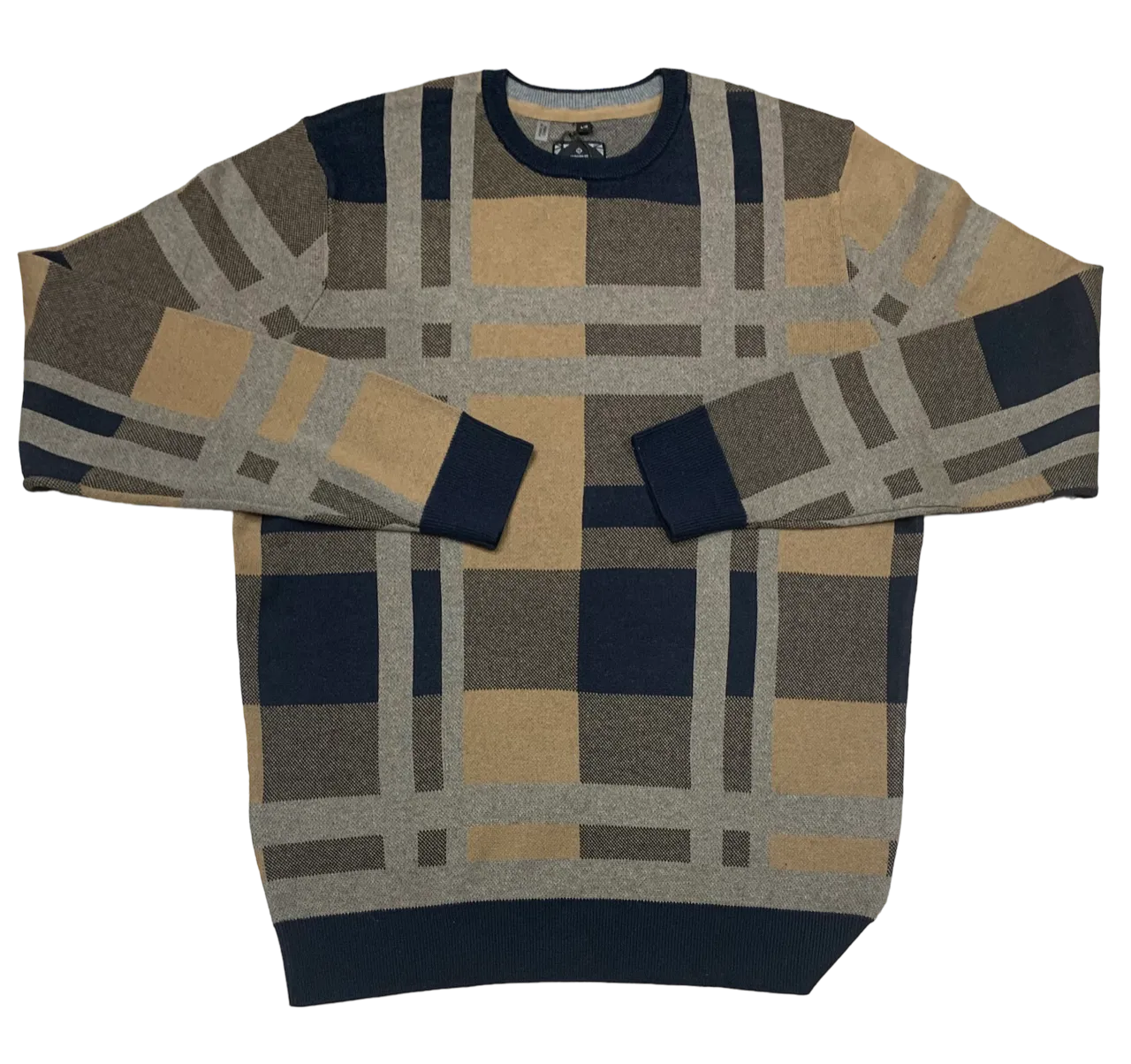 Crew Neck Sweater, Navy/Oak