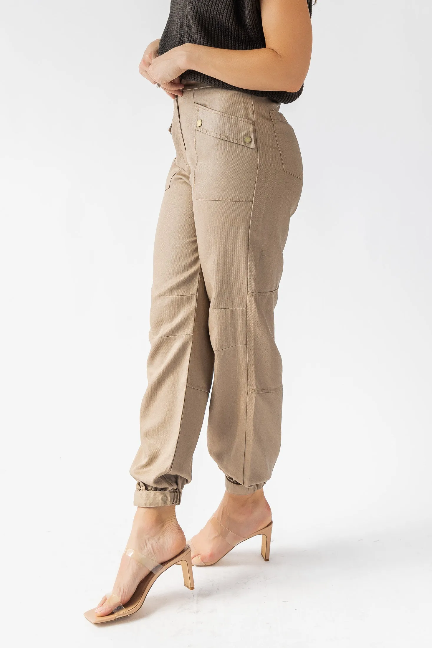 Dane Taupe Coated Cargo Pants