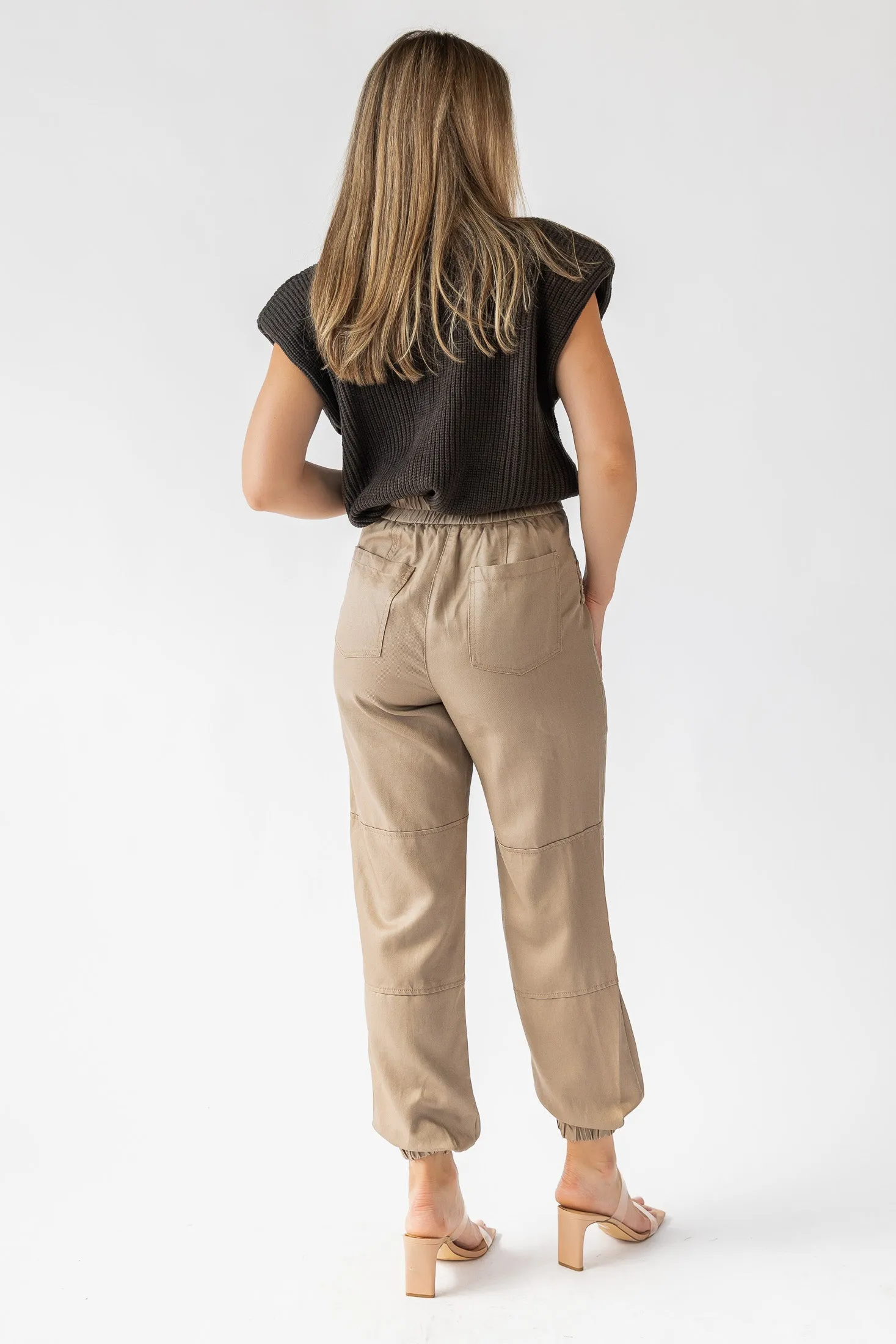 Dane Taupe Coated Cargo Pants