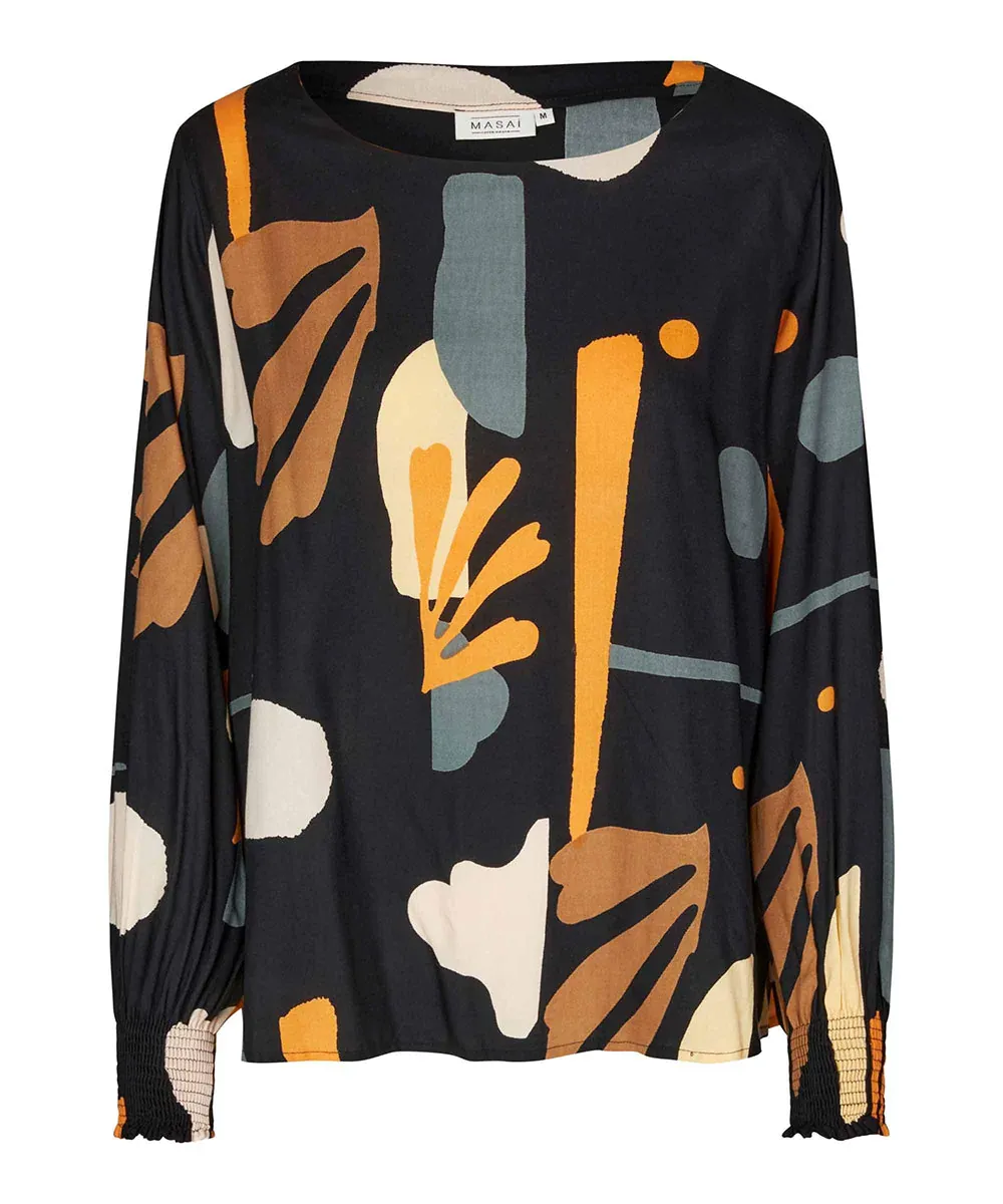 Delarano Printed Long Sleeve Blouse