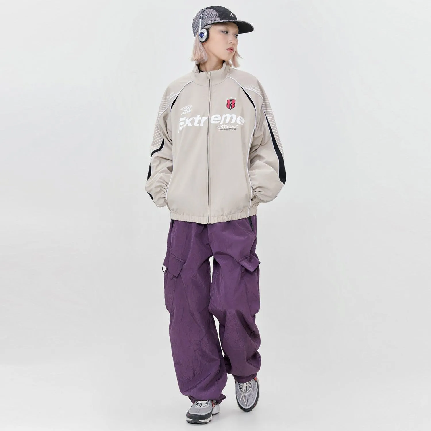 Drawstring Pleated Texture Cargo Pants