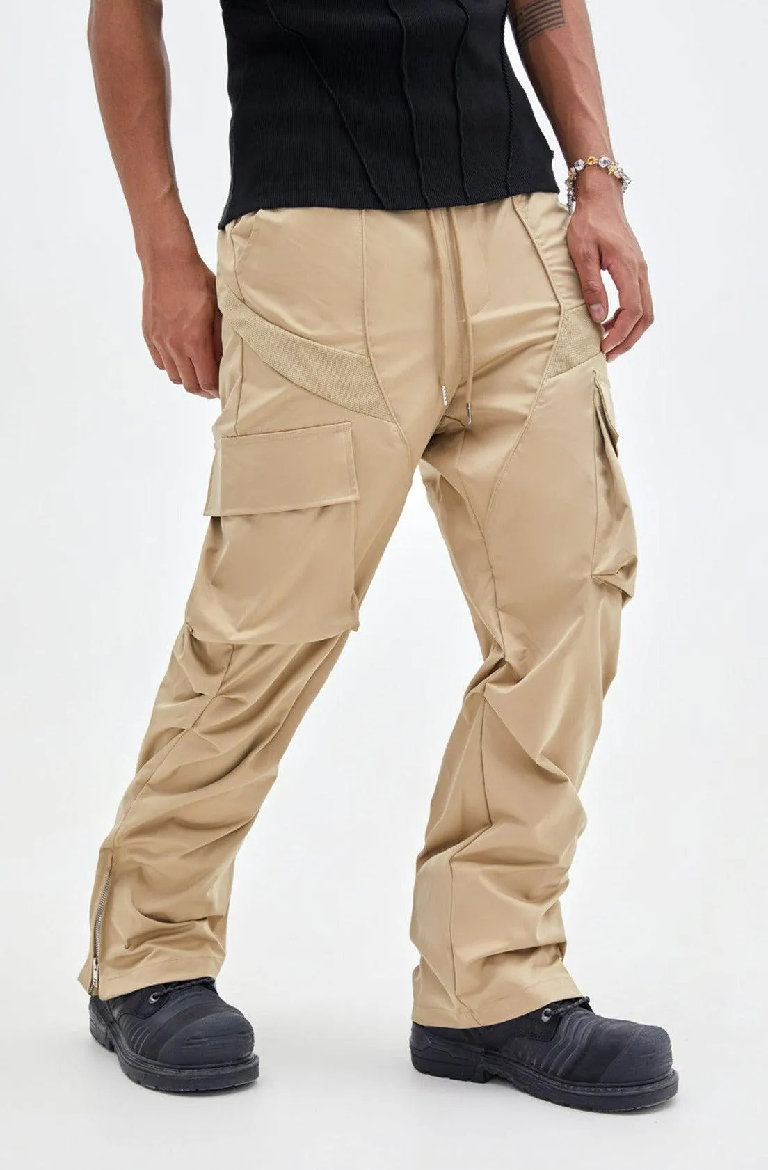 Drawstring Pleats Cargo Style Pants