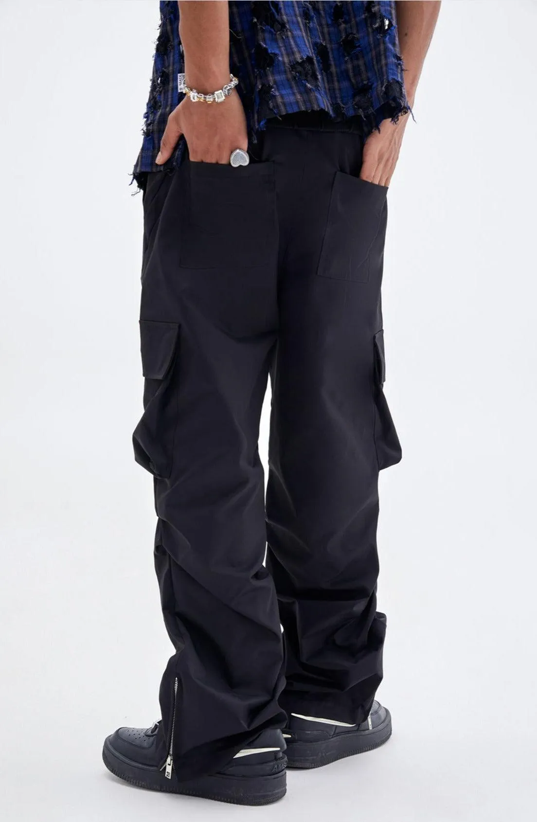 Drawstring Pleats Cargo Style Pants