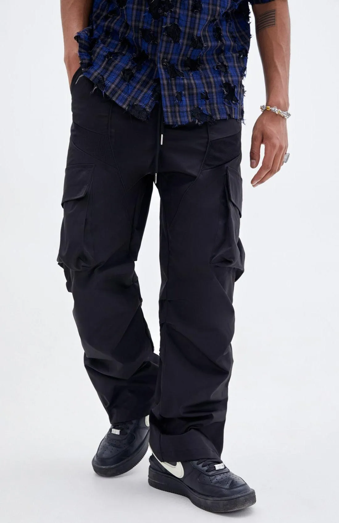 Drawstring Pleats Cargo Style Pants