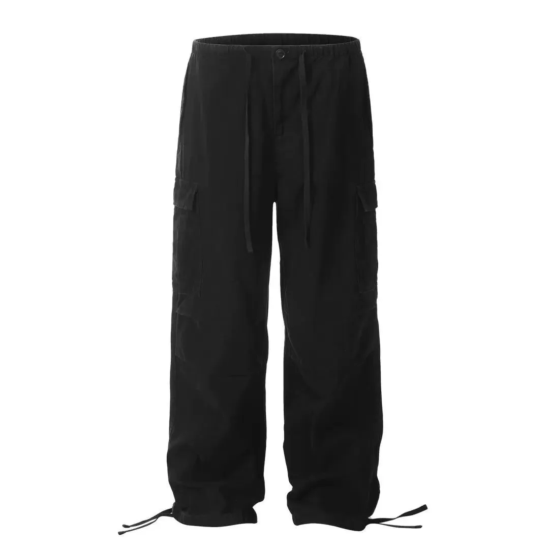 Drawstring Side Pleated Cargo Pants