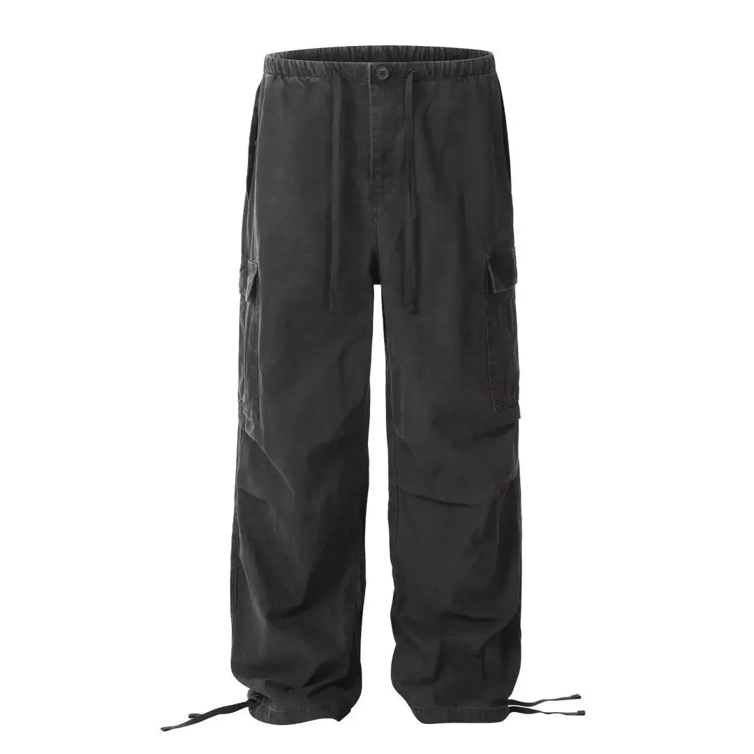 Drawstring Side Pleated Cargo Pants