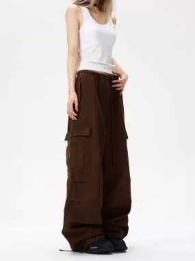 Drawstring Side Pleated Cargo Pants