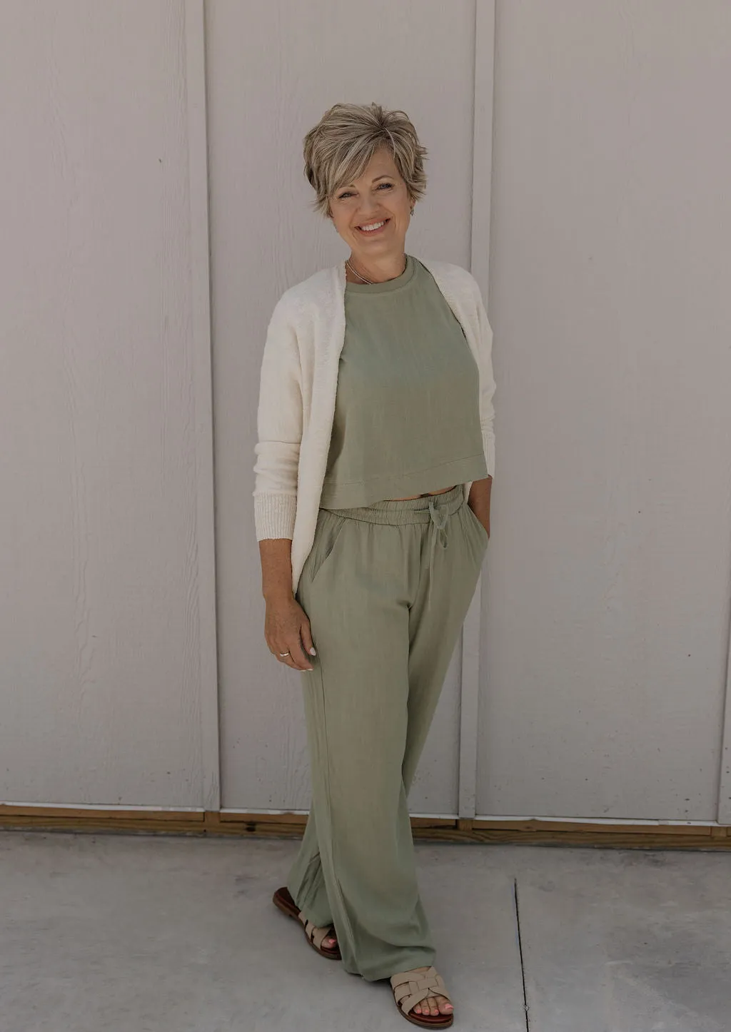 ELAINE SAGE LINEN TOP AND BOTTOM SET