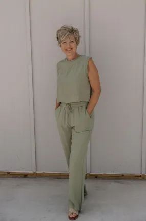 ELAINE SAGE LINEN TOP AND BOTTOM SET