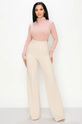 Elysa high-waisted pants, beige