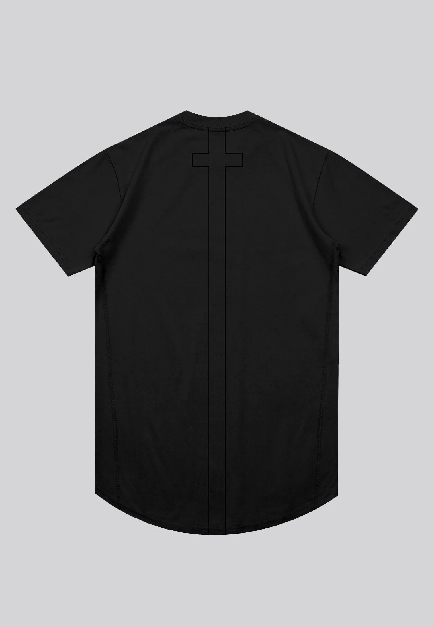 ESSENTIAL SWAG CURVED HEM BLACK T-SHIRT