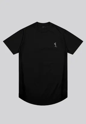 ESSENTIAL SWAG CURVED HEM BLACK T-SHIRT