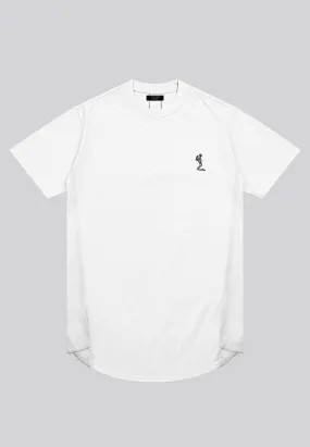 ESSENTIAL SWAG CURVED HEM WHITE T-SHIRT