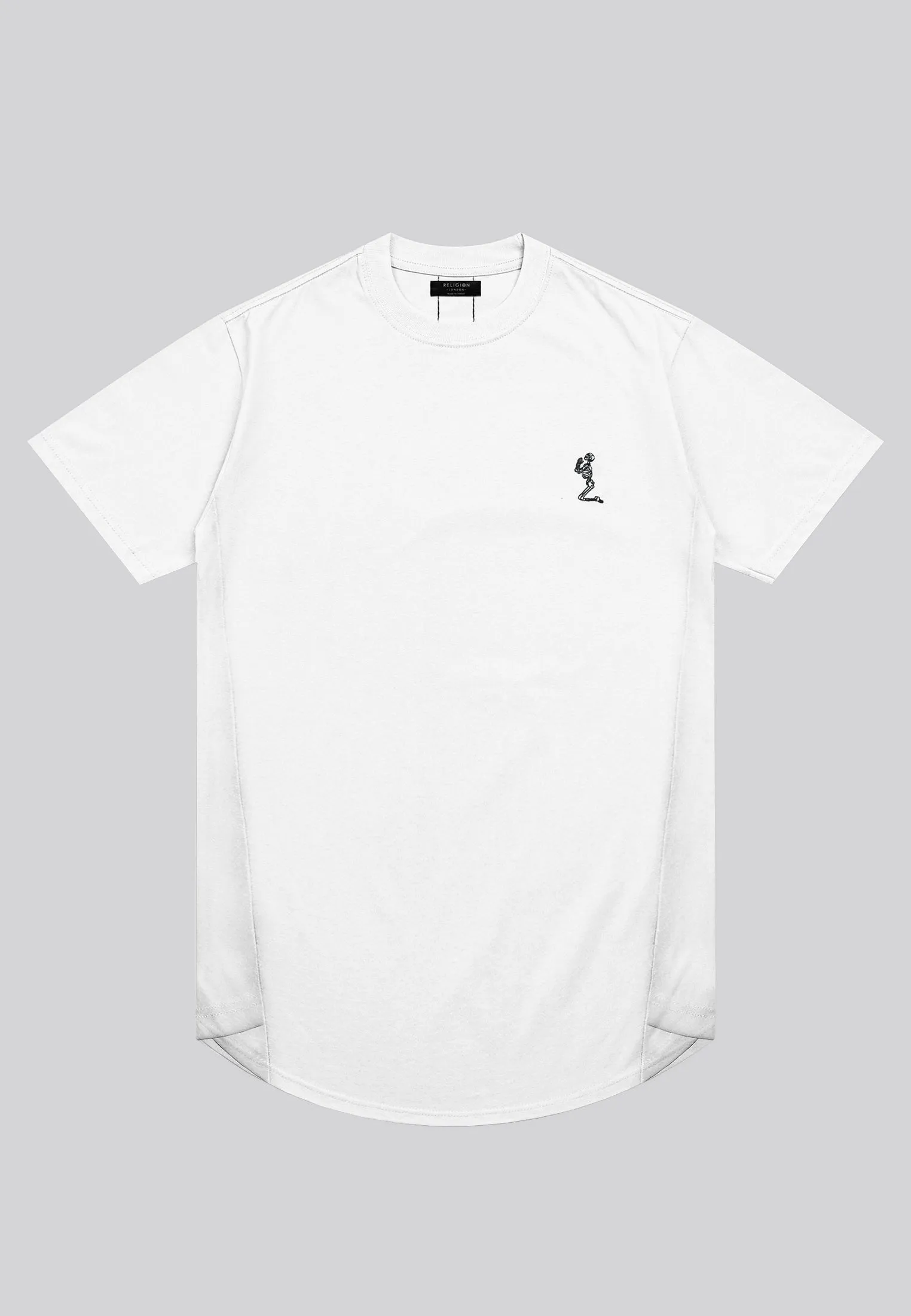 ESSENTIAL SWAG CURVED HEM WHITE T-SHIRT