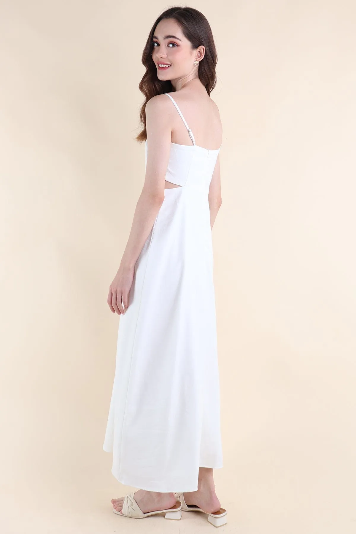 EVERLEY CUT-OUT SLIT MAXI DRESS IN WHITE