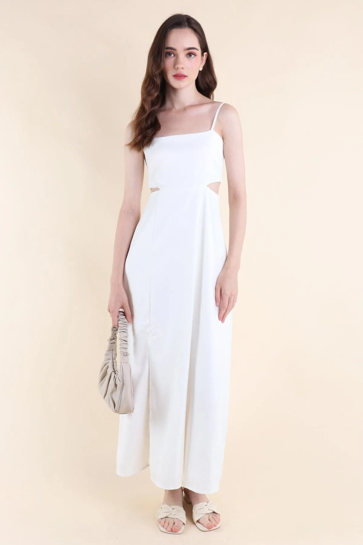 EVERLEY CUT-OUT SLIT MAXI DRESS IN WHITE