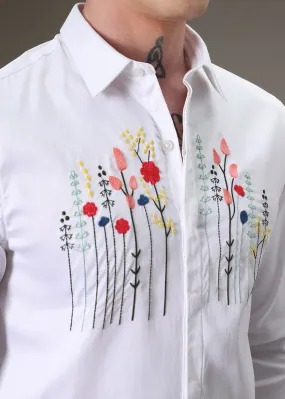 Floral Artistry White Shirt