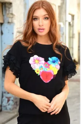 Flower of love tshirt black