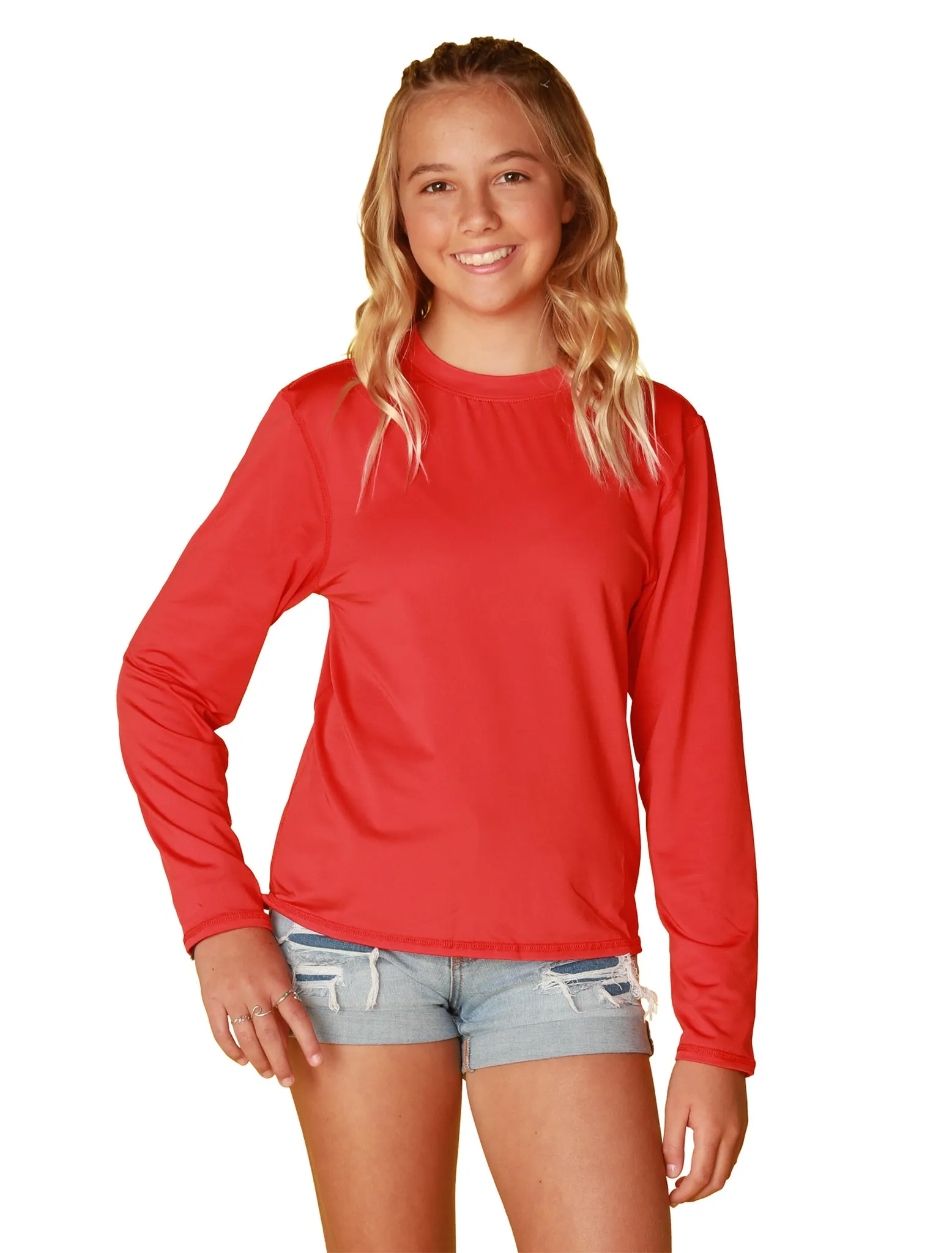 Girls' long sleeve crew neck sun-shirts