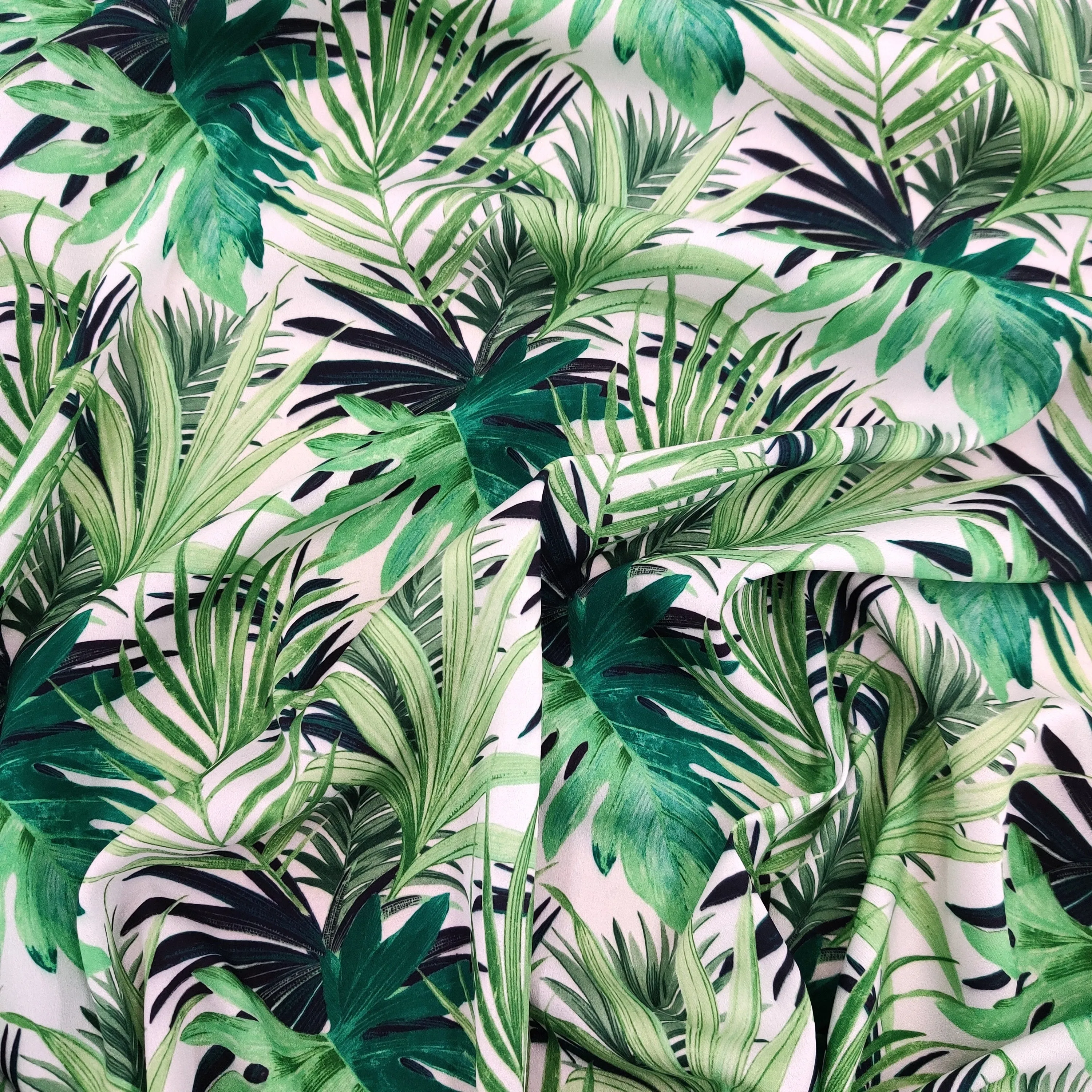 Green Tropical Floral Chiffon [FS008_3]